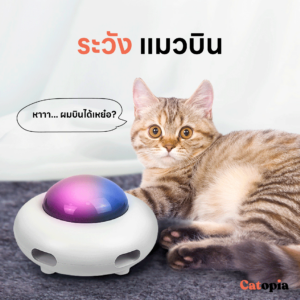 [🚚 พร้อมส่ง] UFO Bot จานบินแมวออโต้ ของเล่นอัตโนมัติ เพื่อนแมว ของเล่นแมว ขนไก่ ขนนกสุ่ม เล่นกับแมว - Image 2