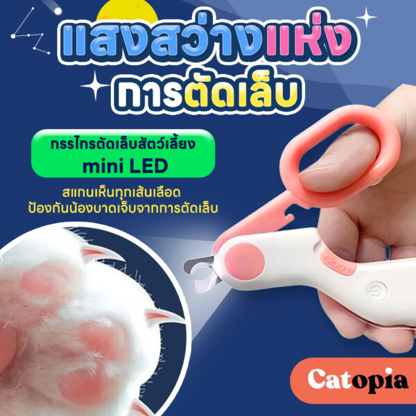 กรรไกรตัดเล็บสัตว์เลี้ยง mini LED  ปลอดภัย เห็นเส้นเลือดชัดเจน รุ่นใหม่ล่าสุด พกพาง่าย by Petopia