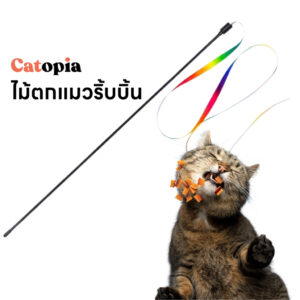 ไม้ตกแมวริบบิ้นสายรุ้ง  ไม้ล่อแมว ไม้เรียกแมว ของเล่นแมว Selected By Petopia - Image 2