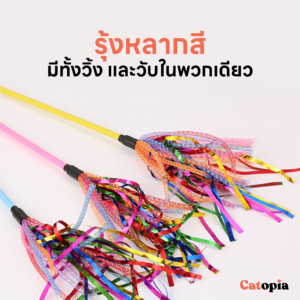 ไม้ตกแมวสายรุ้ง ไม้ตกแมว ไม้ล่อแมว ของเล่นแมว วิวับ กัดเพลิน มีเสียง - Image 8